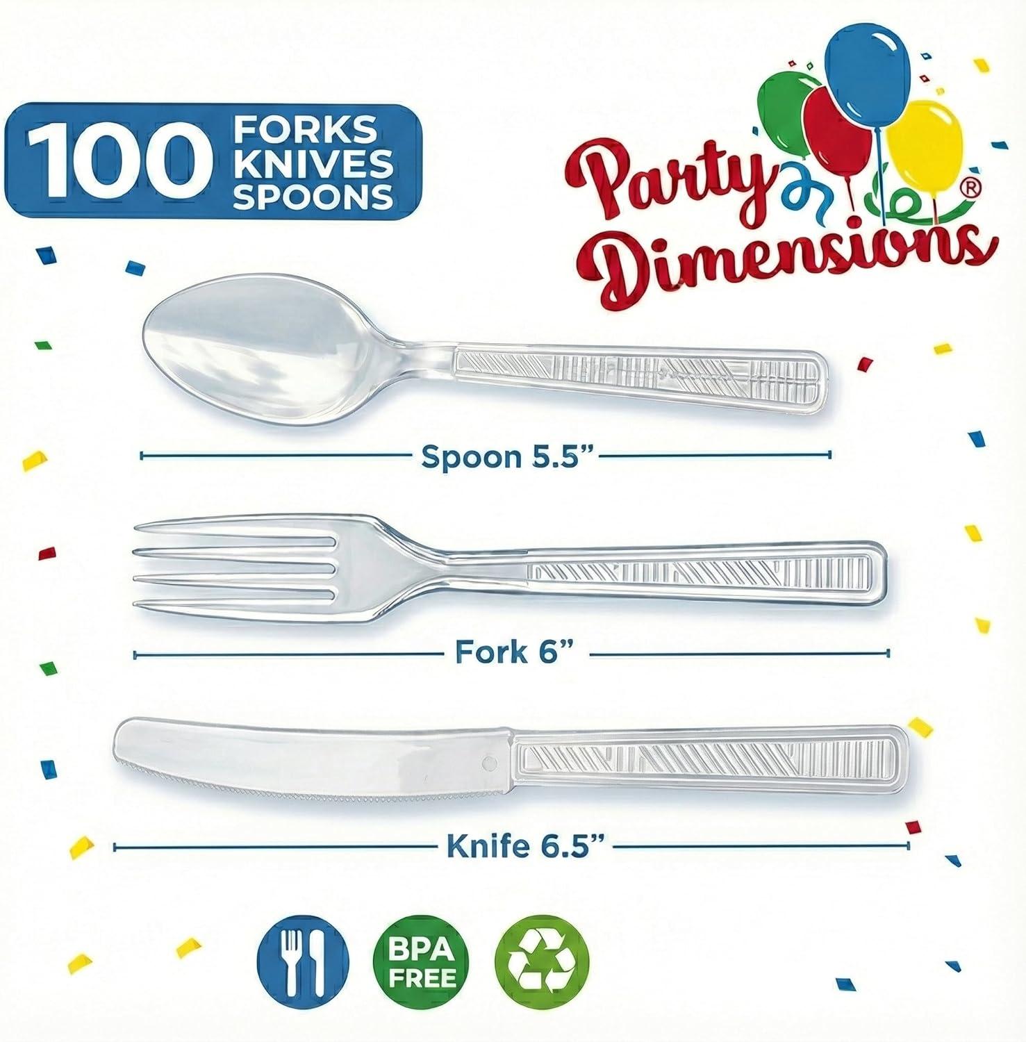 Party Dimensions 300 Count Plastic Cutlery Combo Box, Disposable Clear ...