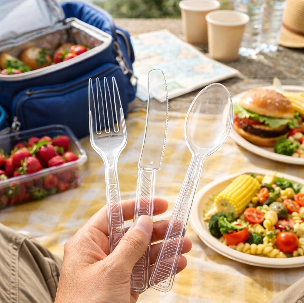 Party Dimensions 300 Count Plastic Cutlery Combo Box, Disposable Clear ...