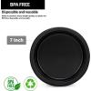 Hanna K. Signature Collection Red Plastic Plates, 9‑Inch Round, 50 Count – Disposable Heavy‑Duty Dinner Party Plates for Weddings, BBQs & Birthdays(Black)