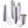 Nicole Home Collection Double-Walled Insulated Ripple Paper Disposable Cups With Lids For Hot Beverage, Pack of 30 Coffee Cup, 12 oz, Tan(Silver)