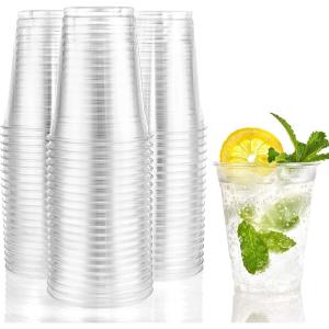 Nicole Home Collection 600 Count Disposable Plastic Cups, Crystal Clear, Durable PET 18 oz. BPA Free(Clear)